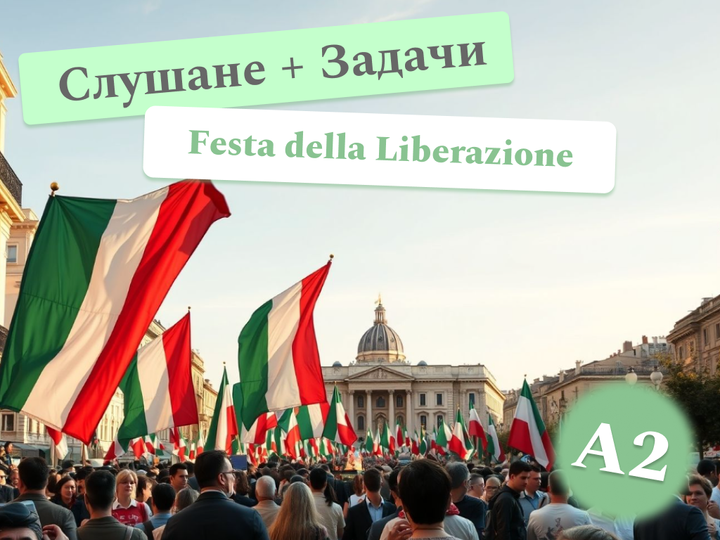 🎆 25 aprile, Festa della Liberazione / 25 април, Празник на освобождението - Слушане + Задачи, Ниво А2